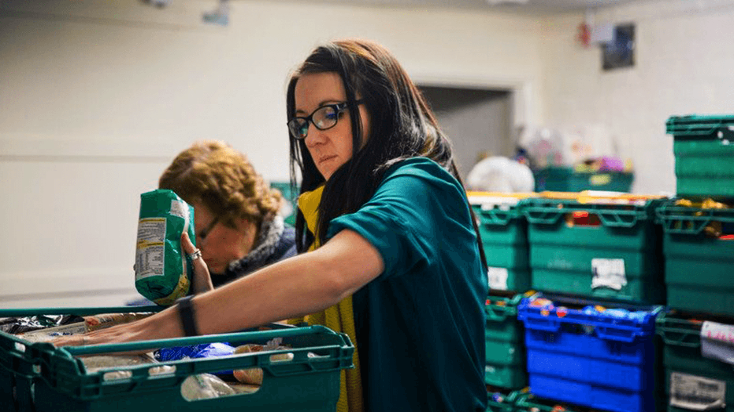 Trussell Trust volunteer packs food parcels