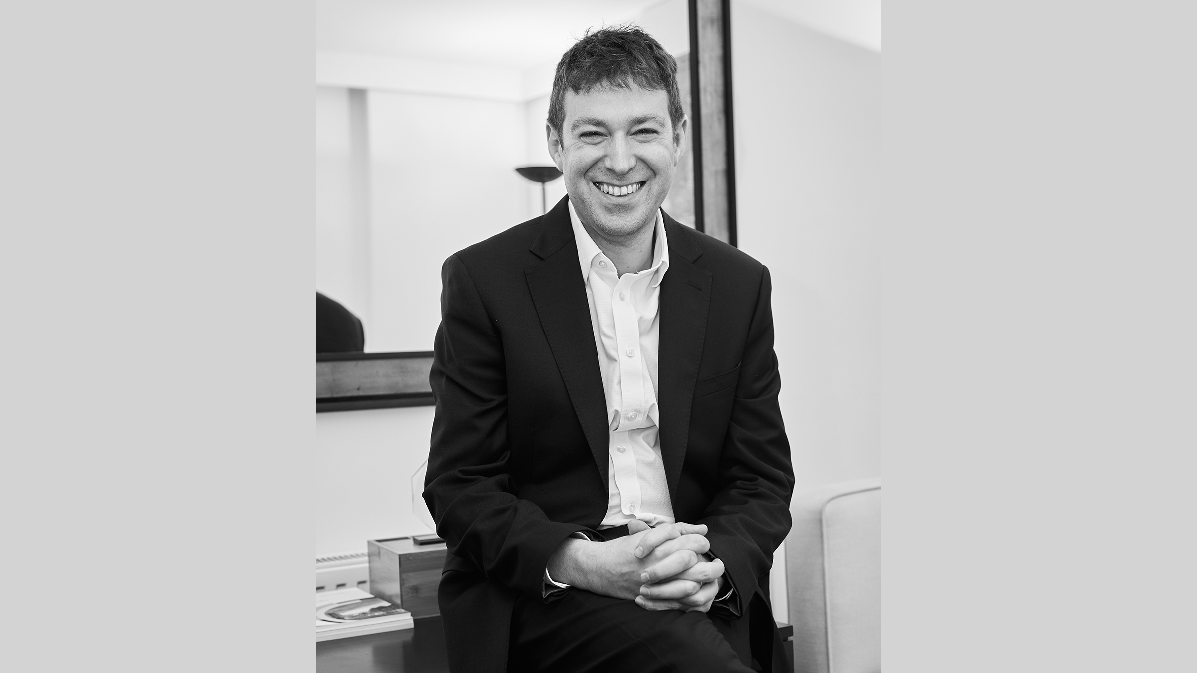 A black and white picture of MBS Group Managing Director Elliott Goldstein