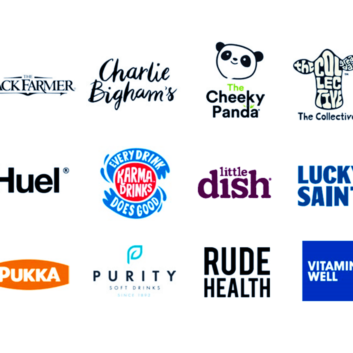 A collection of client logos included within the challenger brand index