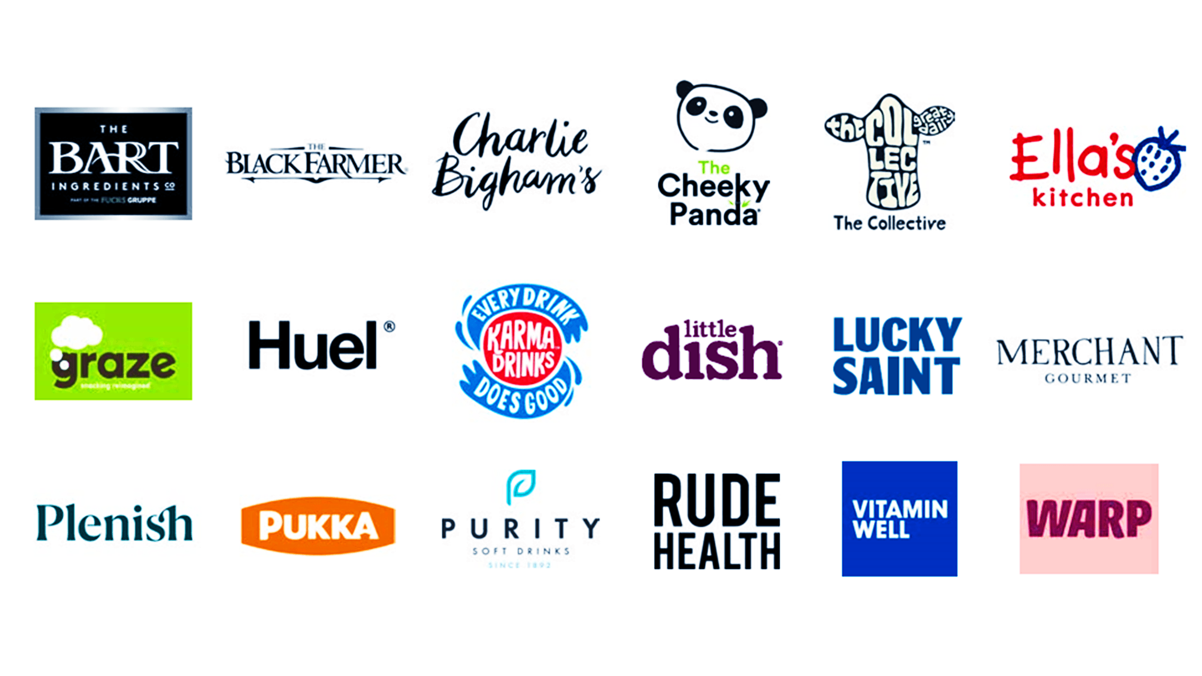 A collection of client logos included within the challenger brand index