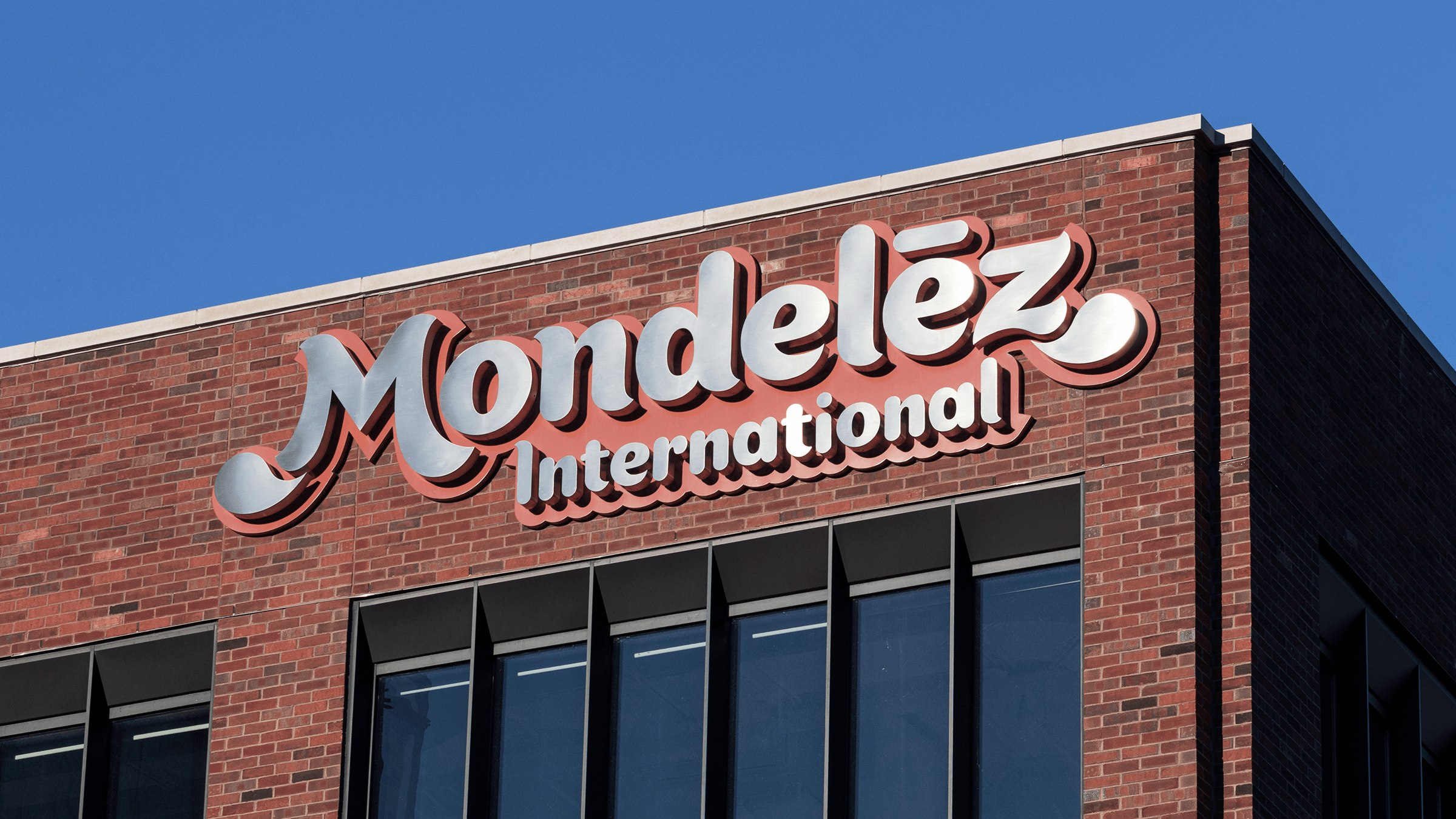 An image of a Mondelez office with sign