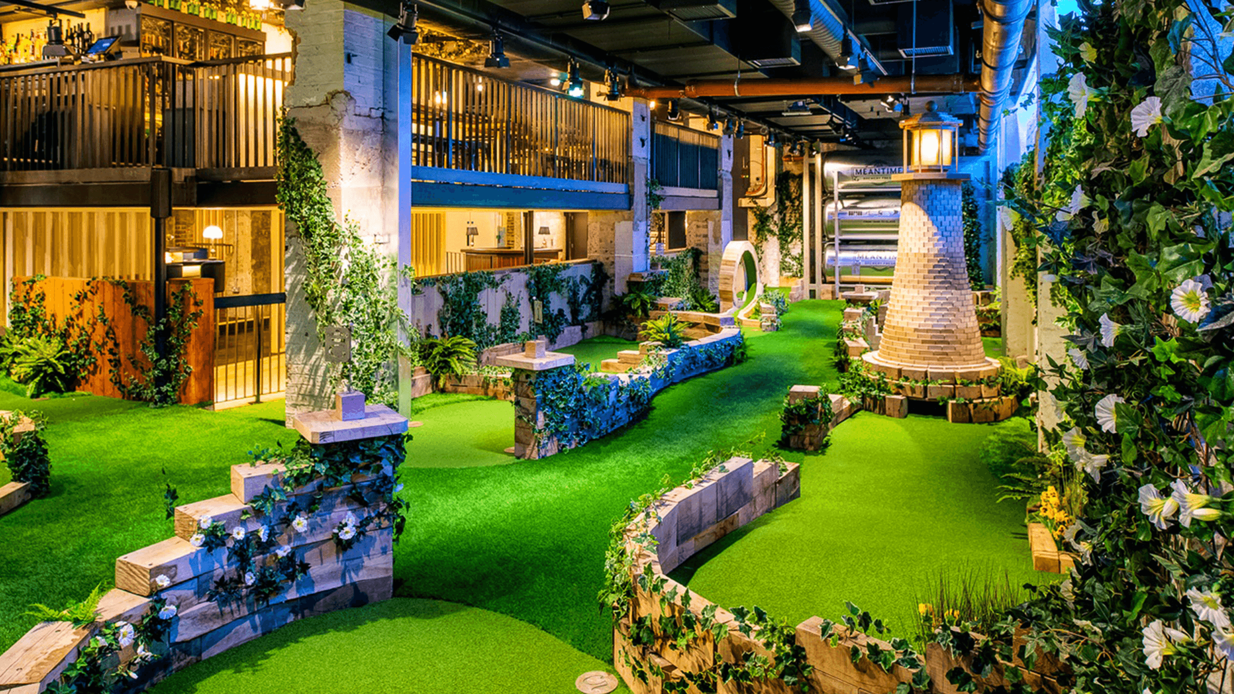an interior image of the Swingers Crazy Golf bar in the City of London